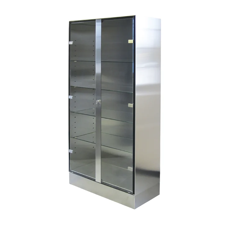 Armadio portastrumenti in acciaio inox e vetro