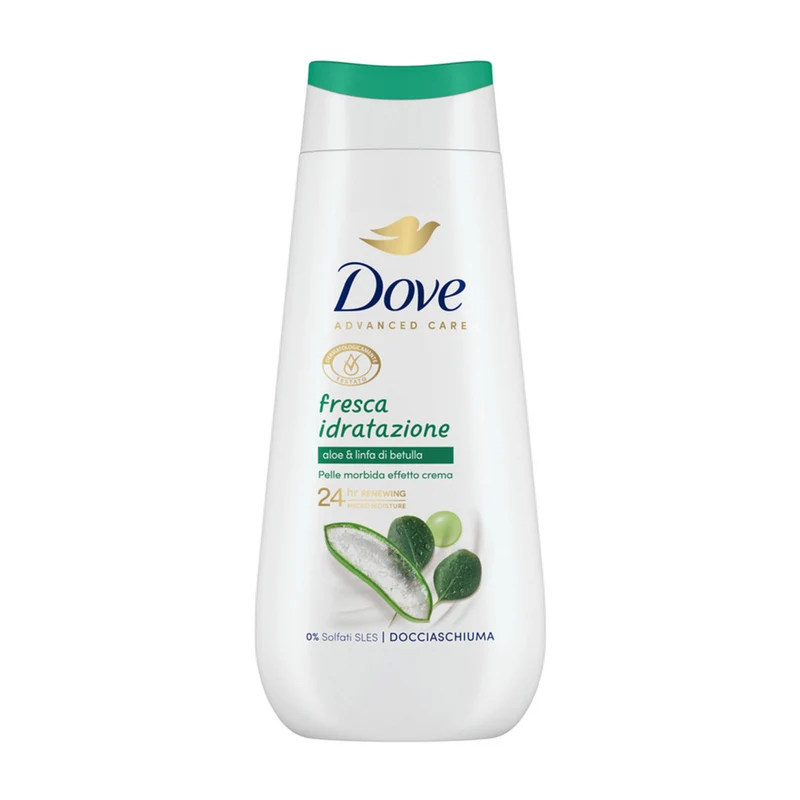 Dove Doccia Gel 225 ml — Bagnoschiuma Idratante · Cartone da 12 confezioni