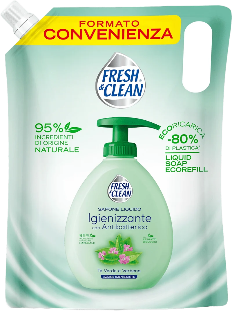 Fresh&Clean Sapone Liquido Ricarica 1000ml — Igiene Mani · Cartone da 6 confezioni