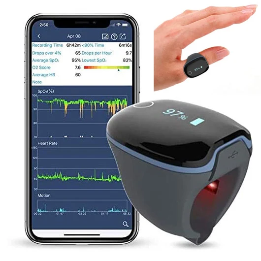 Saturimetro da dito indossabile VIATOM O2Ring con Bluetooth - Adulti