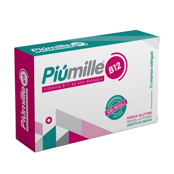 Piumille b12 15 compresse sublinguali 0,080 g senza glutine senza lattosio con edulcorante