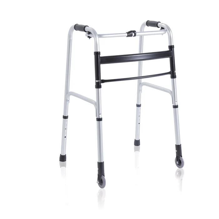 Deambulatore pieghevole in alluminio anodizzato – 2 puntali e 2 ruote fisse Ø 7 cm – RP735