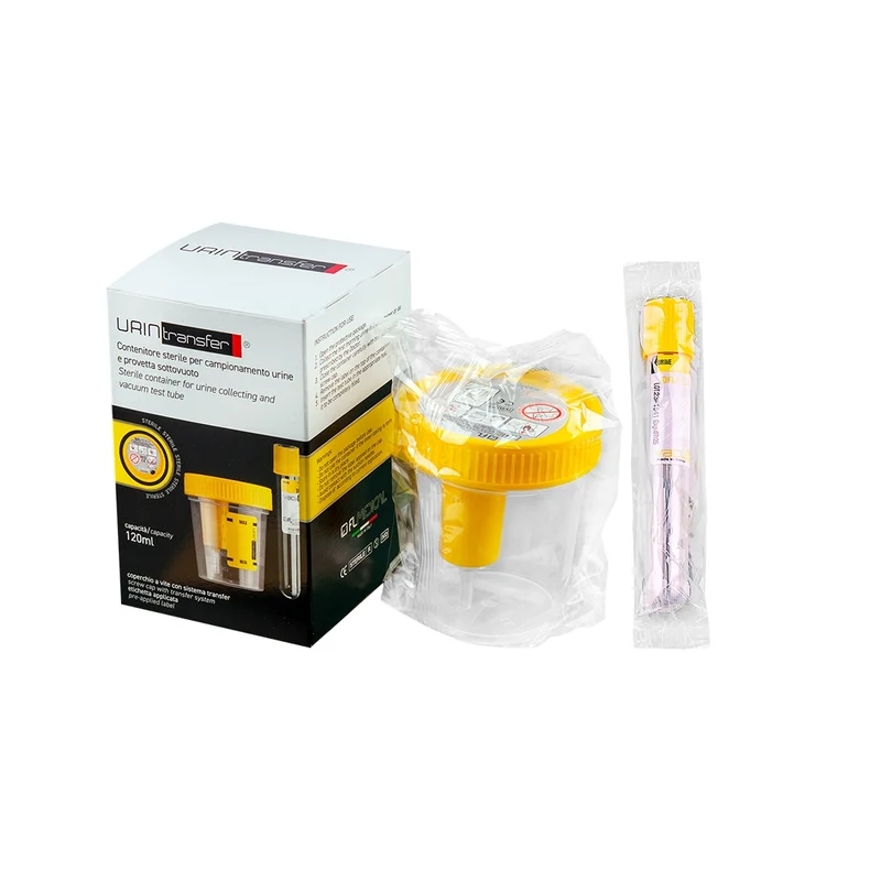 Kit Prelievo Urina Sottovuoto ( Contenitore 120 ml + Provetta 16x100 mm ) - SCATOLA SINGOLA -