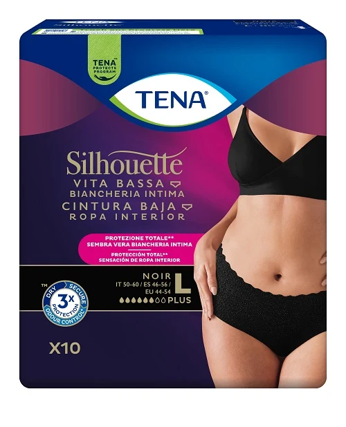 Pannolone a mutandina assorbente tena silhouette noir l vita bassa 10 pezzi