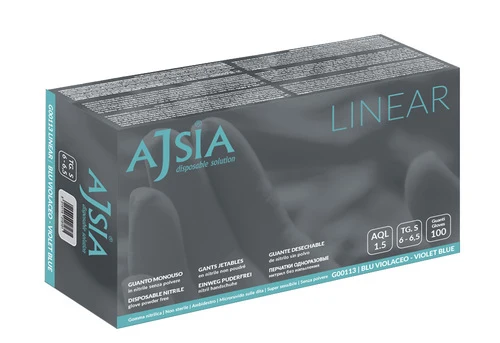 Guanto monouso in nitrile senza polvere ajsia linear blu violaceo small 100 pezzi