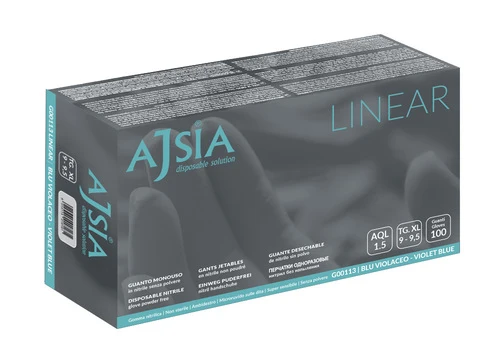 Guanto monouso in nitrile senza polvere ajsia linear blu violaceo extralarge 100 pezzi