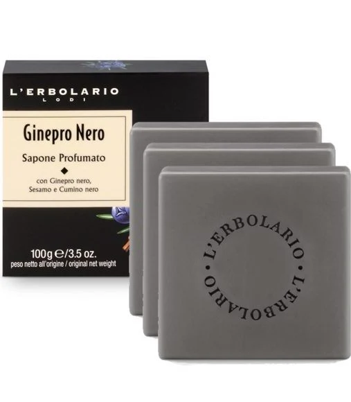 Ginepro nero sapone profumato scatola latta 3 saponi da 100 g edizione limitata