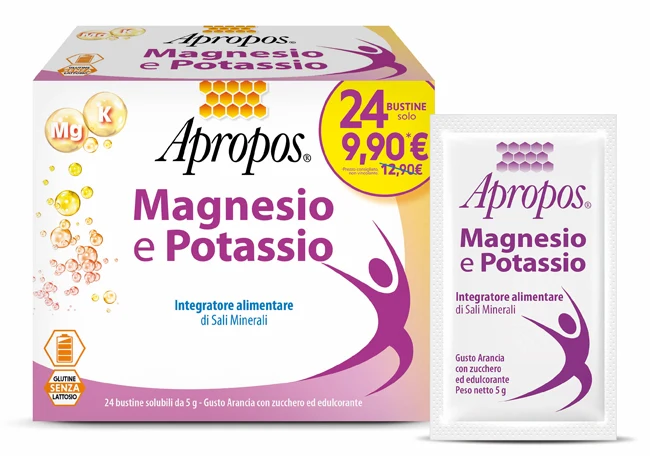 Apropos magnesio potassio 24 bustine da 5 g gusto arancia