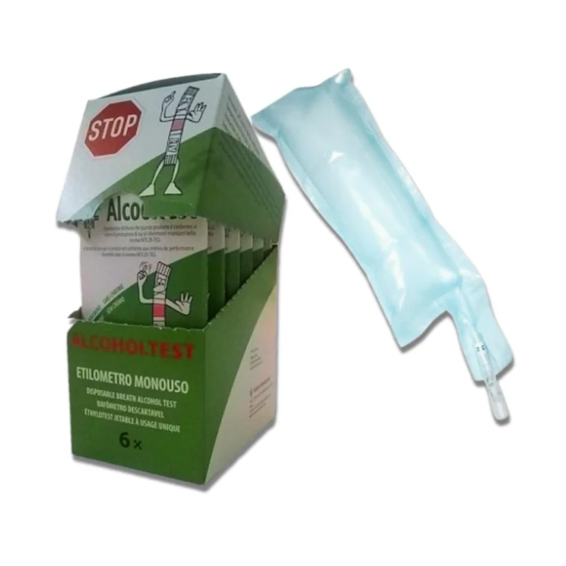 Alcol test monouso con palloncino - confezione 6 test senza cromo