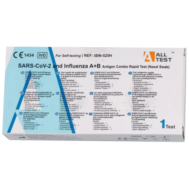 Tampone rapido combinato Alltest Covid-19 + Influenza A/B - self test