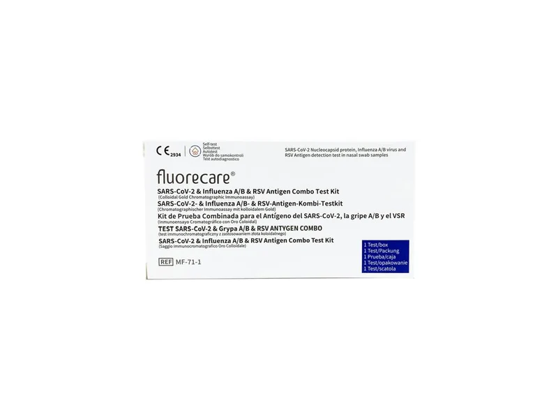 Test rapido combinato Fluorecare Covid-19 + Influenza A/B + RSV - kit da 5 a 20 test