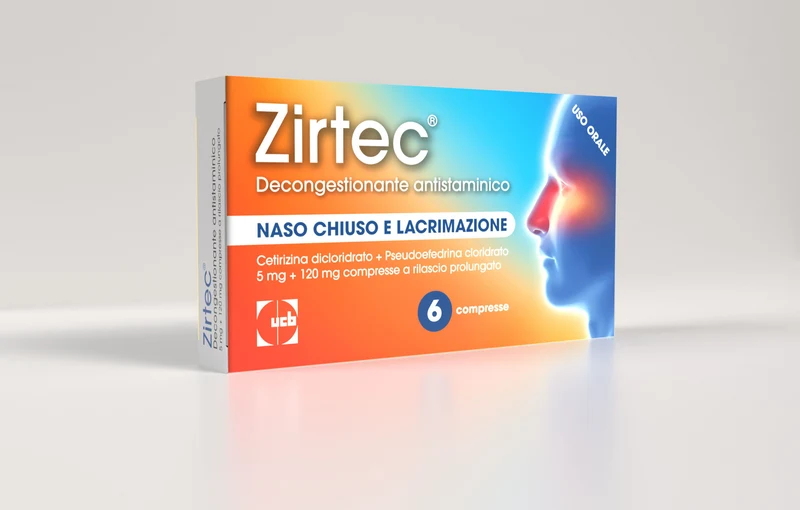 Zirtec decongestionante antistaminico 5 mg + 120 mg compresse a rilascio prolungato cetirizina dicloridrato + pseudoefedrina cloridrato