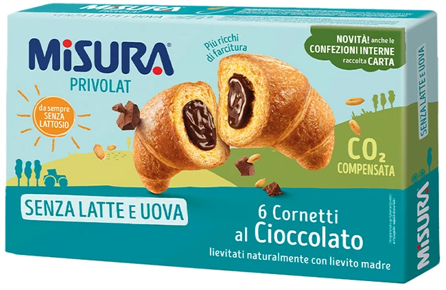 Misura cornetti privolat cioccolato senza latte e senza uova 290 g