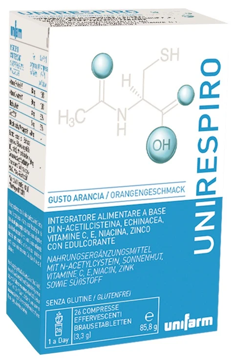 Unirespiro 26 compresse effervescenti gusto arancia