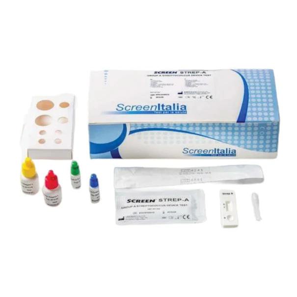 Screen test rapido streptococco in cassetta per determinazione qualitativa di streptococcus a in tampone orale liena controllo rossa screen strep a rapid 20 test